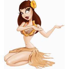 手绘女孩素材卡通