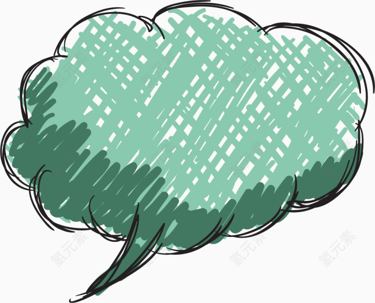 卡通手绘深绿色气泡对话框边框 