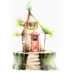 六一儿童节彩绘卡通房子