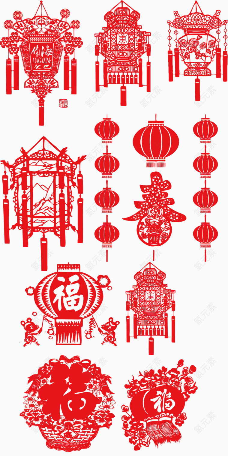 剪纸灯笼