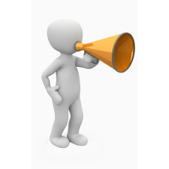 拿着喇叭大喊的3D小人