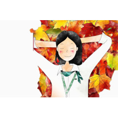 秋衣女孩插画