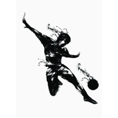 水墨画人物踢足球