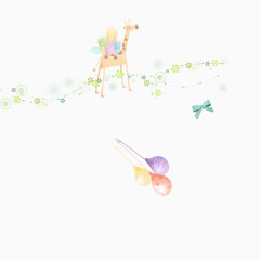 气球 小鹿 花边 六一