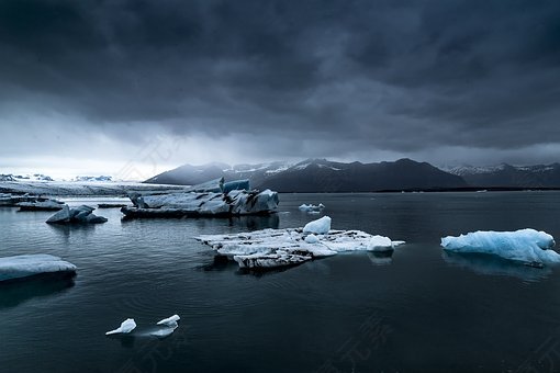 冷,冻结,冰川,冰,冰山一角,熔点,自然,海洋,海,雪,水,冬天,多云