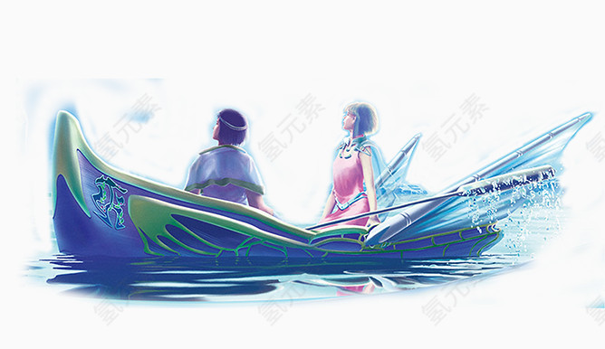 唯美中秋龙舟蓝色浪漫男女
