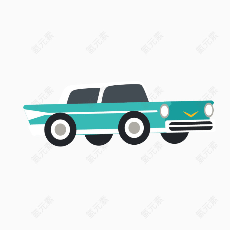 矢量手绘简约绿色经典跑车