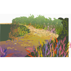 安静的小溪矢量图