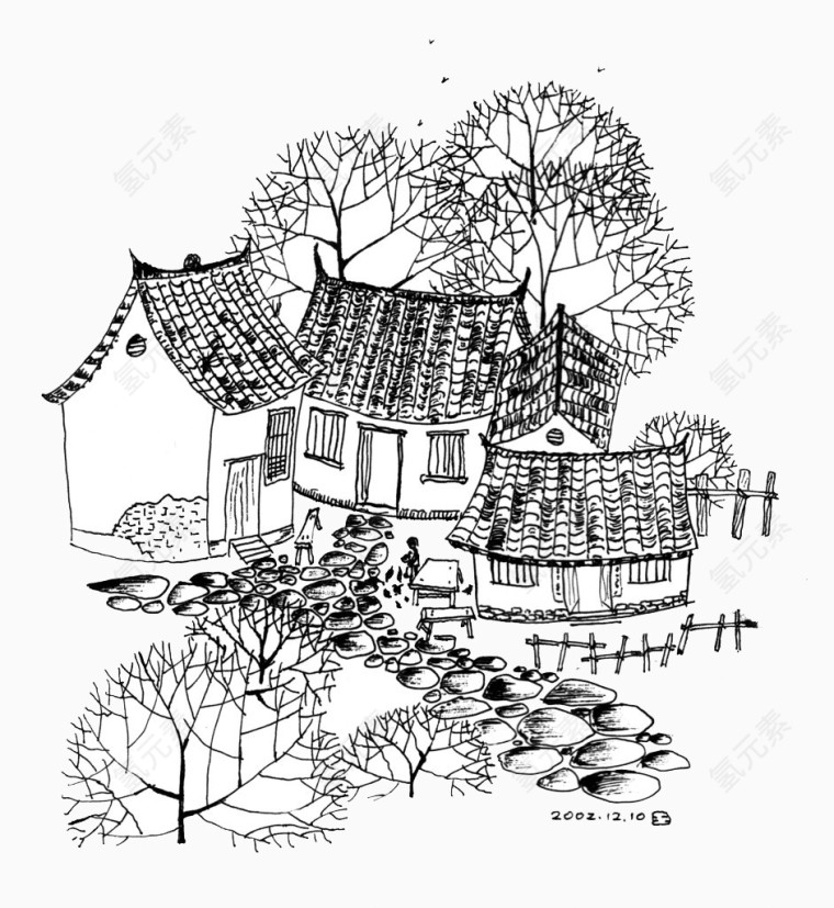 手绘房屋