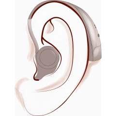 戴助听器的矢量耳朵