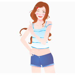 卡通手绘可爱休闲装女孩