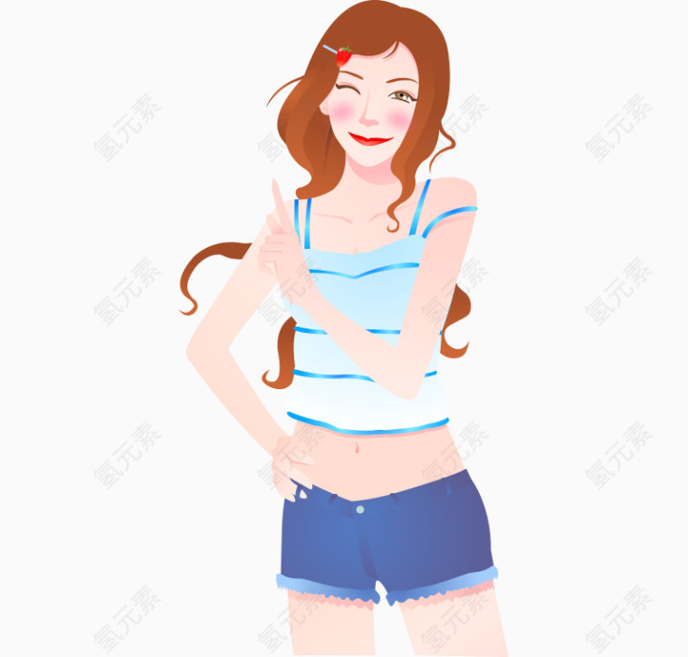 卡通手绘可爱休闲装女孩