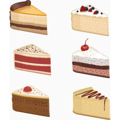 矢量手绘六款慕斯蛋糕