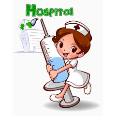 抱打针筒的年轻小护士素材