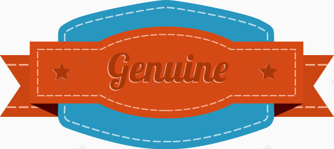 手绘蓝底红色飘带图标