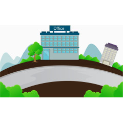卡通办公楼插画