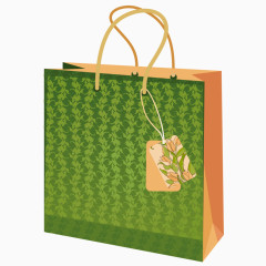 矢量绿色自然购物袋手提袋