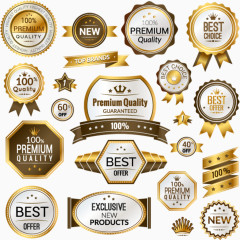 金色质感标签设计矢量素材