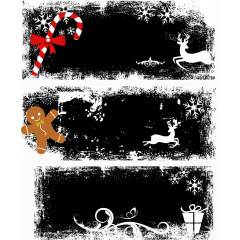 矢量圣诞元素黑色主题框