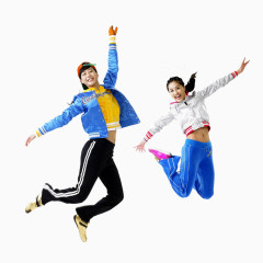 跳跃的运动男女人物