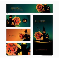 5款创意万圣节卡片矢量素材