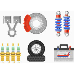 汽车零部件矢量素材刹车片轮胎