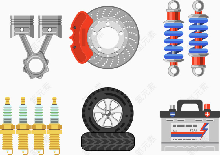 汽车零部件矢量素材刹车片轮胎
