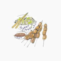 烤香肠手绘画素材图片