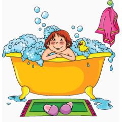 趴在浴缸的小孩