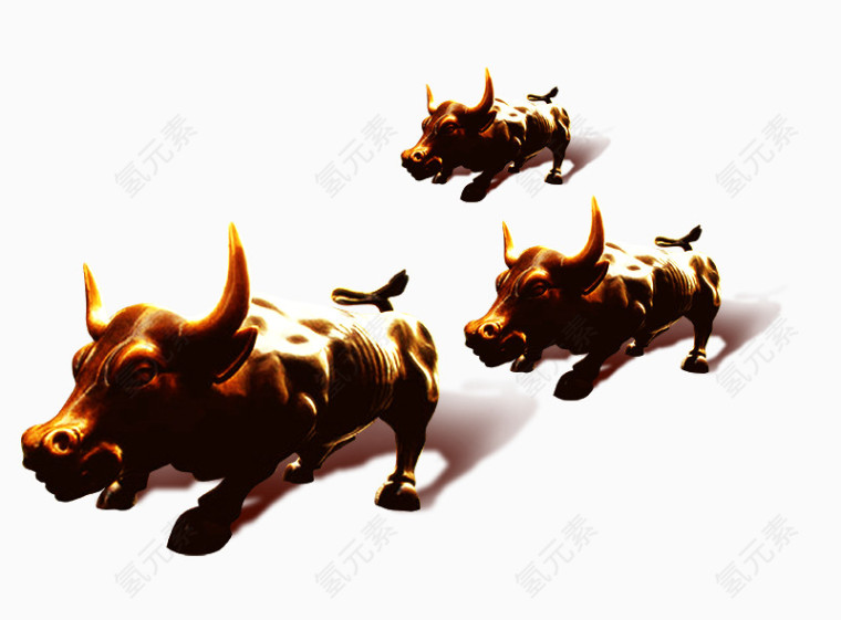 三只向前奔跑的犀牛
