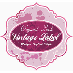 矢量紫色复古包装贴纸