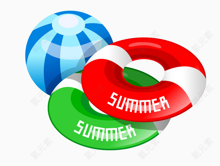 夏日旅游海边矢量元素