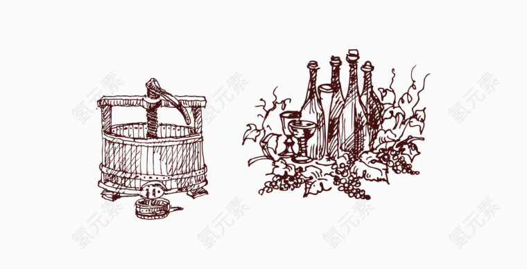 手绘风格酿制葡萄