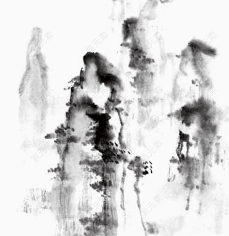 水墨山峰素材图片