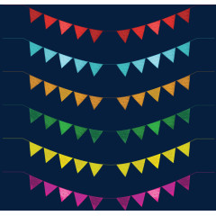 水彩节日装饰彩旗