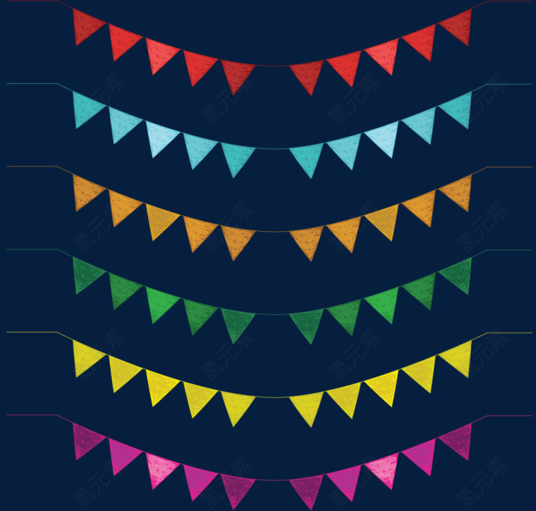 水彩节日装饰彩旗