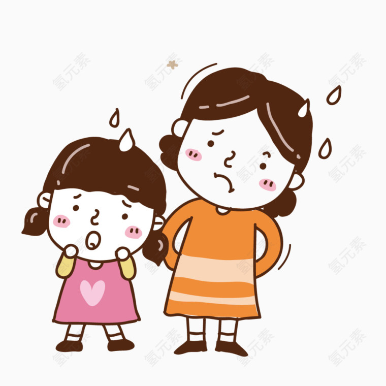 淋雨的母女