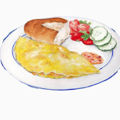 蛋包饭手绘画素材图片