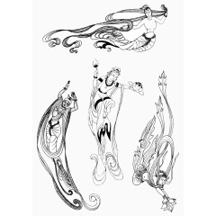 飞天仙女敦煌莫高窟黑白画像