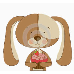 送蛋糕的长耳朵兔子