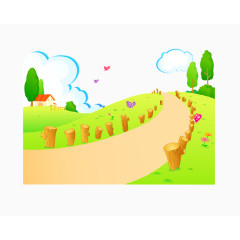 矢量卡通绿色草原