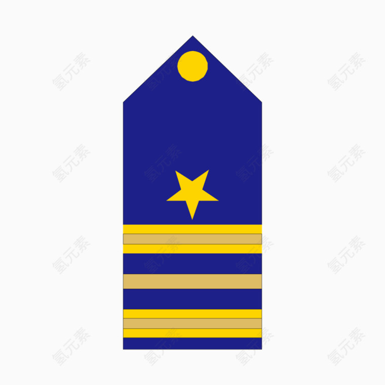 蓝色叁杠军衔矢量肩章
