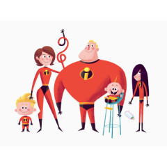 扁平化卡通超人家族