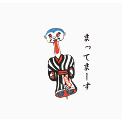 日式传统吉祥物长颈仙