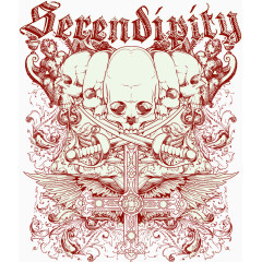 骷髅宝剑字母印花