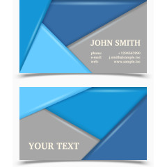 矢量蓝色三角形名片