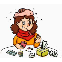 矢量感冒的女人