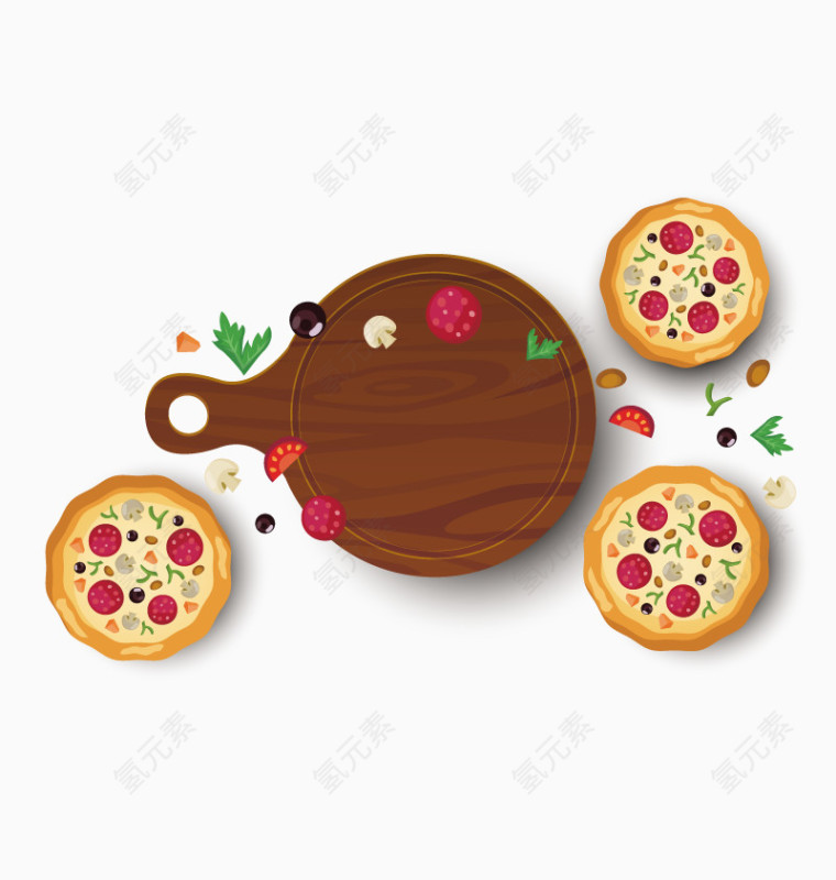 矢量多个披萨饼
