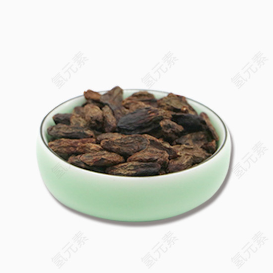 一碗黑色中药材