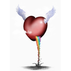 卡通天使心与彩虹